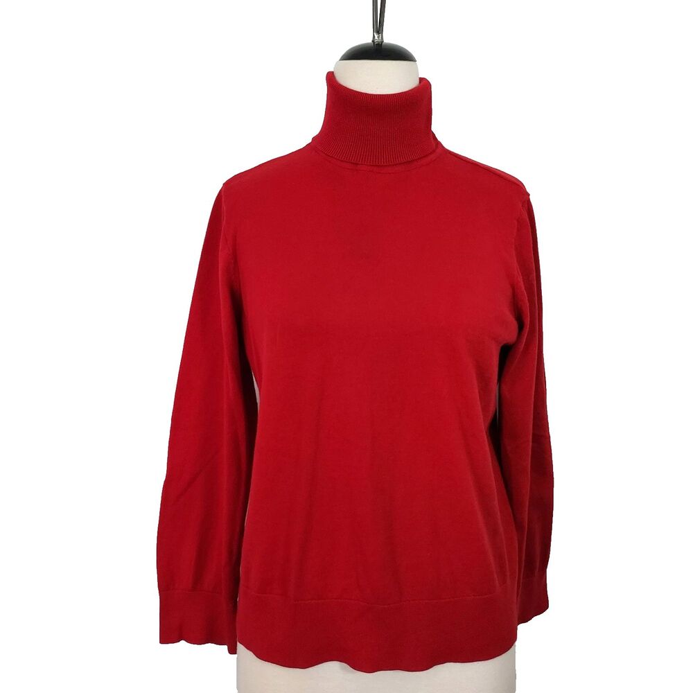 Chaps Red Turtleneck Top Women Size XXL Pullover Stretch 100% Cotton